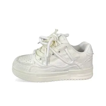 WJA Slip Resistant Cushioning Impact Resistance Wear Resistant Lightweight Low Top Skateboard Shoes Women's White