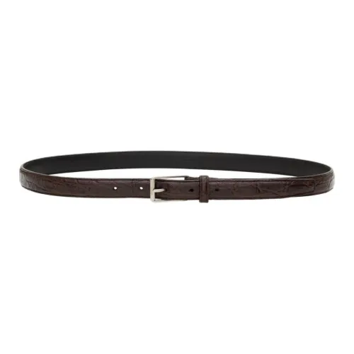 SAINT LAURENT Leather Belts Unisex Brown 2CM