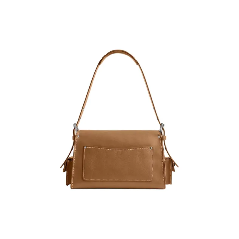 COACH TabbyCargo Natural Grain Leather Shoulder Bag Medium Size Women's Brown-2