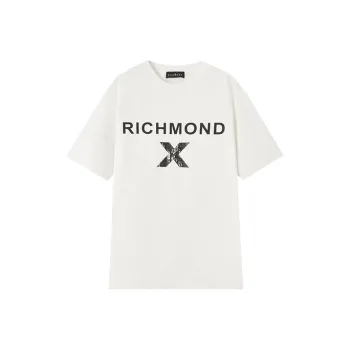 JOHN RICHMOND Letter Patterned Print Crew Neck Short-Sleeved T-Shirt Men's