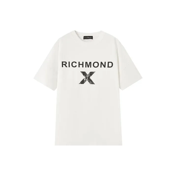JOHN RICHMOND Letter Patterned Print Crew Neck Short Sleeved T Shirt Men's-0