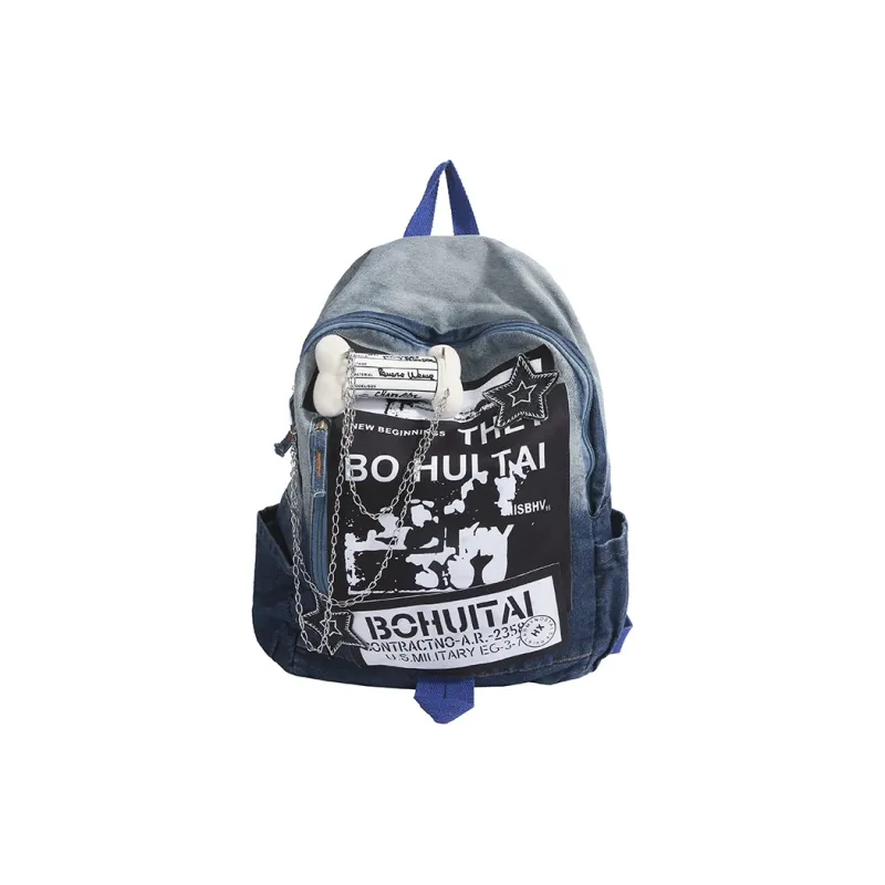 Parker Bear Fabric Backpack Unisex Black/Blue-7