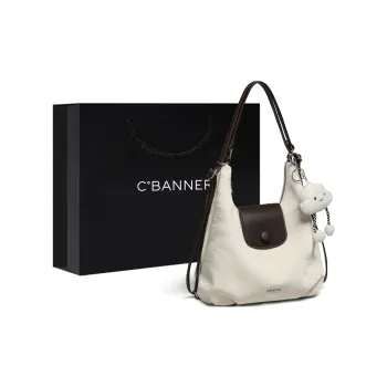 C°BANNER Cow Leather Underarm Tote Shoulder Bag Regular Women's White & Coffee