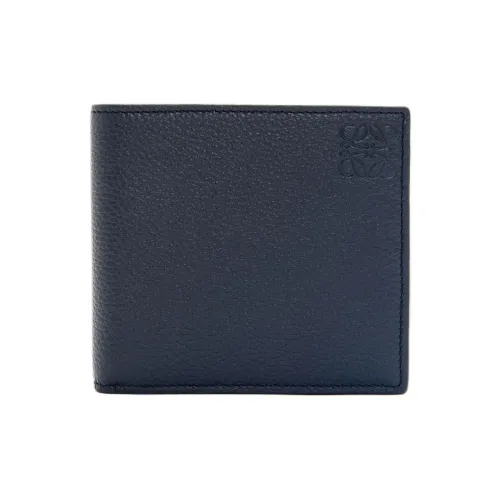 LOEWE Anagram Grain Cow Leather Wallet Men's Dark Marine Blue