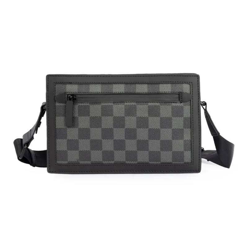 Jeep PU Casual Versatile Camera Bag, Small Square Bag, Crossbody Shoulder Bag Regular Unisex Black Plaid-3