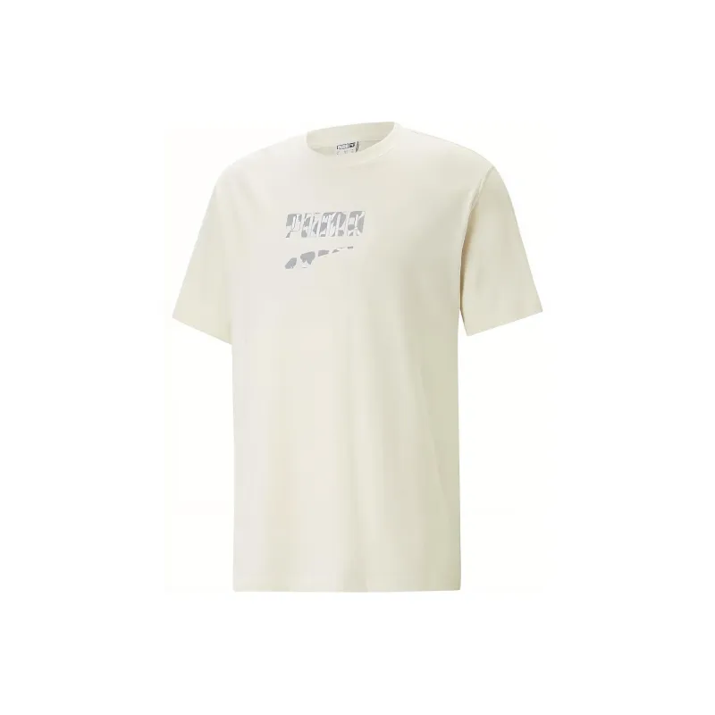 PUMA DOWNTOWN Logo Graphic Tee T-Shirt Men's White-0