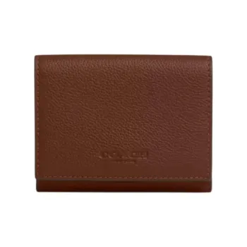 COACH Trifold Wallet Calfskin Wallet Mini Men's Brown
