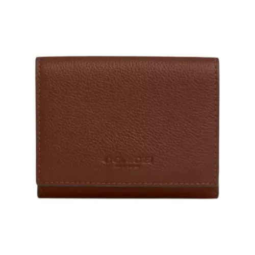 COACH Trifold Wallet Calfskin Wallet Mini Men's Brown
