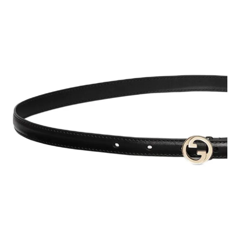 GUCCI Leather Belts Women's Black Width 1.5CM-2