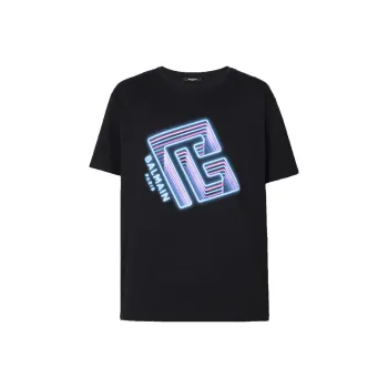 BALMAIN Neon Logo T-Shirt T-Shirt Men's Black