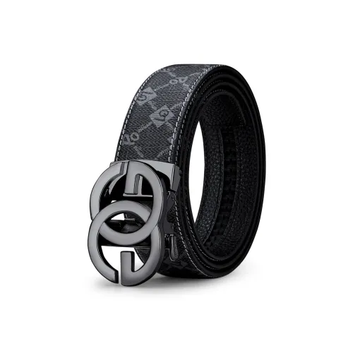 WilliamPOLO PVC Leather Belts Men's Gunmetal 3.5cm Width