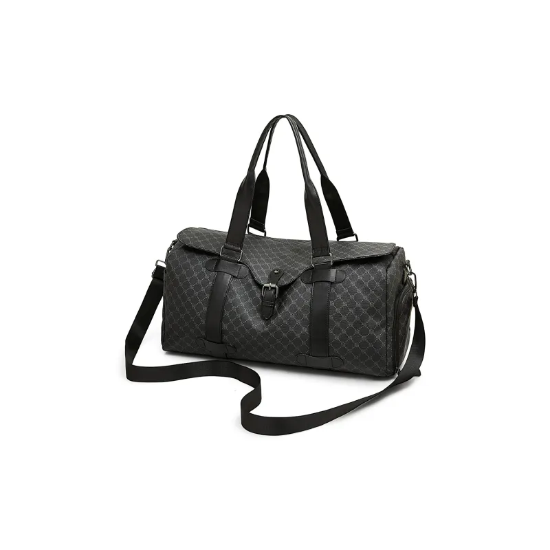 Old Man's Head Synthetic Leather Travel Bag Men's Black-4