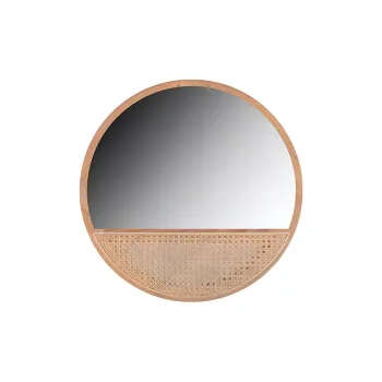 XIBI Wooden Vintage Makeup Mirror Wall Mounted Round Mirror For Wall Home Dormitory Desktop And Wall Decoration