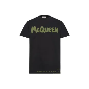 Alexander McQueen Graffiti Printed Crewneck T Shirt