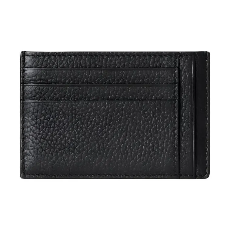 GUCCI Grained Leather Card Holder Large Size Men's Black-3