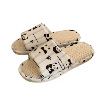 Thin Strips Linen Slippers Women's Ecru