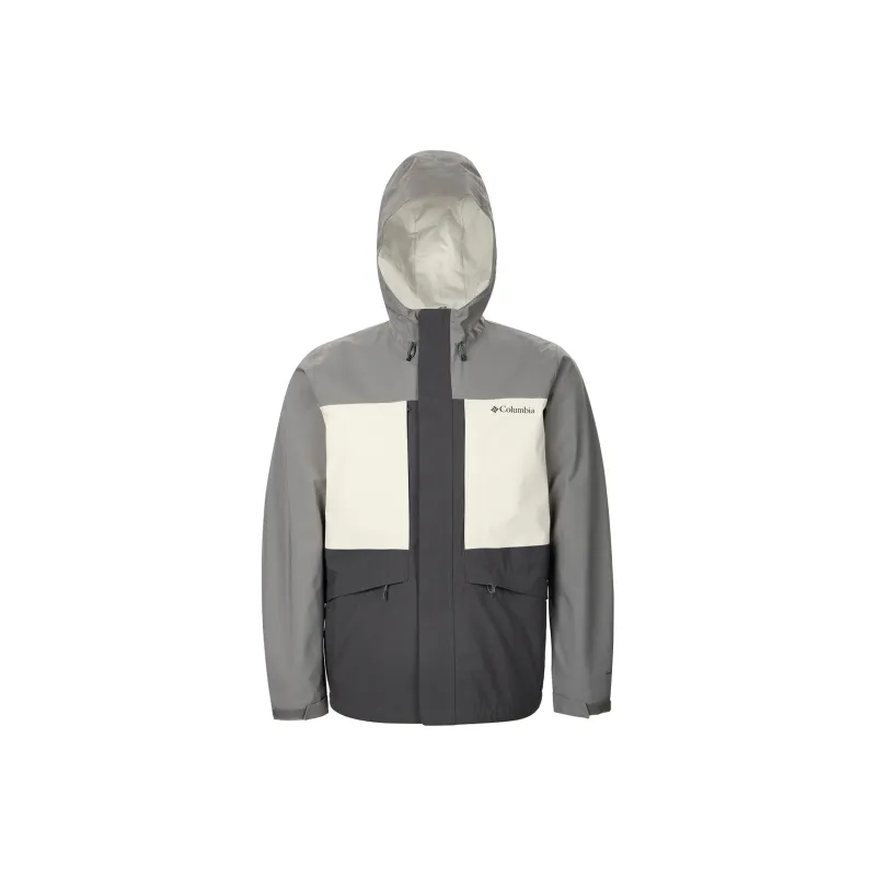 Columbia Hiking Water Resistant Windproof Breathable Warm Windbreaker Jacket Men's Gray White-0