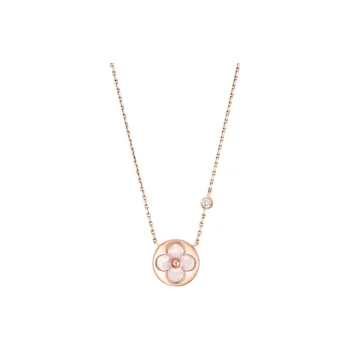 LOUIS VUITTON 18K Rose Gold, Mother Of Pearl, Diamond, Gemstone Necklaces Unisex Pink