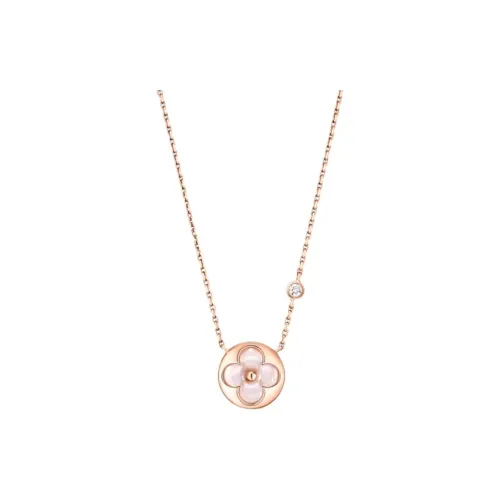 LOUIS VUITTON 18K Rose Gold, Mother Of Pearl, Diamond, Gemstone Necklaces Unisex Pink