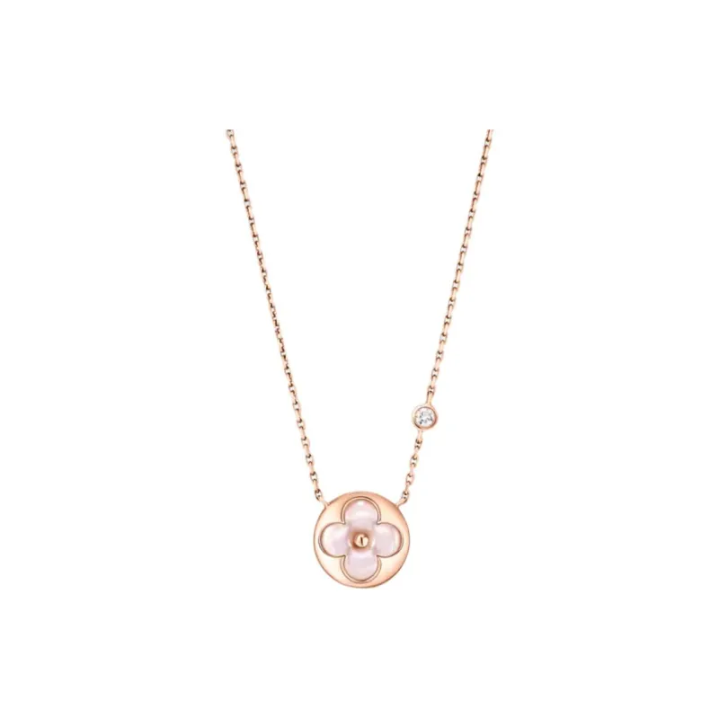 LOUIS VUITTON 18K Rose Gold, Mother Of Pearl, Diamond, Gemstone Necklaces Unisex Pink-0