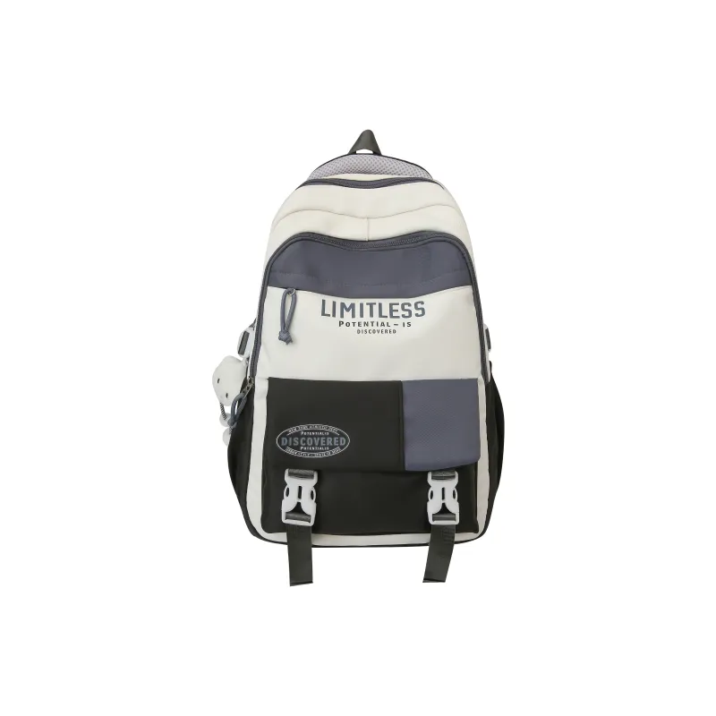Deli Bear Nylon Backpack Unisex Black/Red & Blue/Pink & Blue/Blue & Red/Gray & Khaki-0