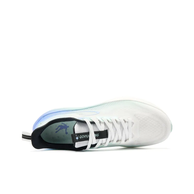 QIAODAN Light Speed 5.0 Cushioning Coverage Lightweight Low Top Sprint Running Shoes Men's White Black Blue-3
