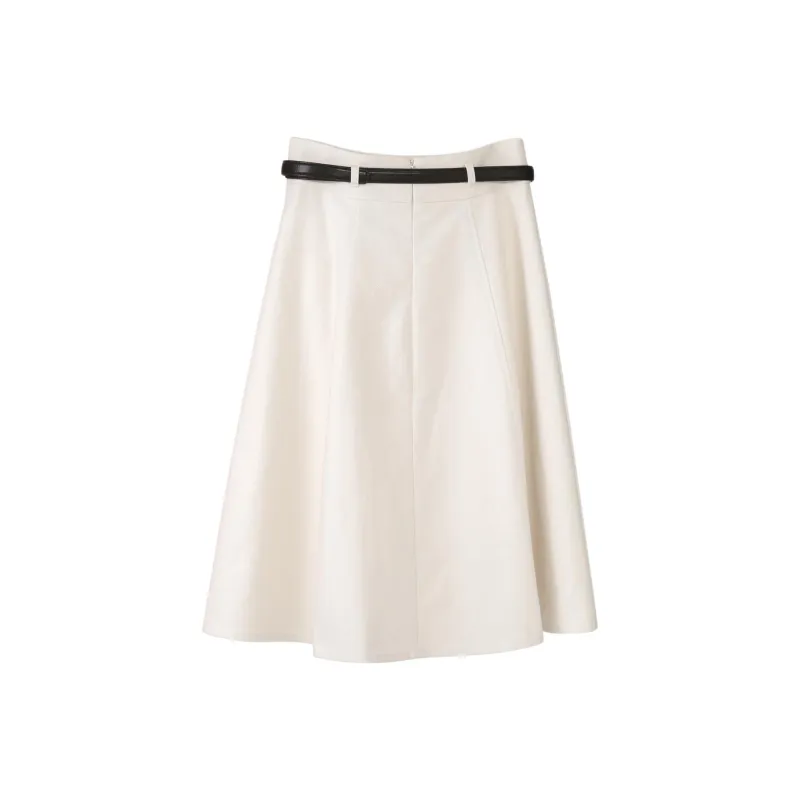 Fstudio Early Spring Korean Style Petite Elegant Elegance Half Length Casual Long Skirt Women's Apricot-1