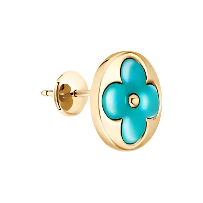 LOUIS VUITTON 18K Gold Stud Earrings Women's Green-1