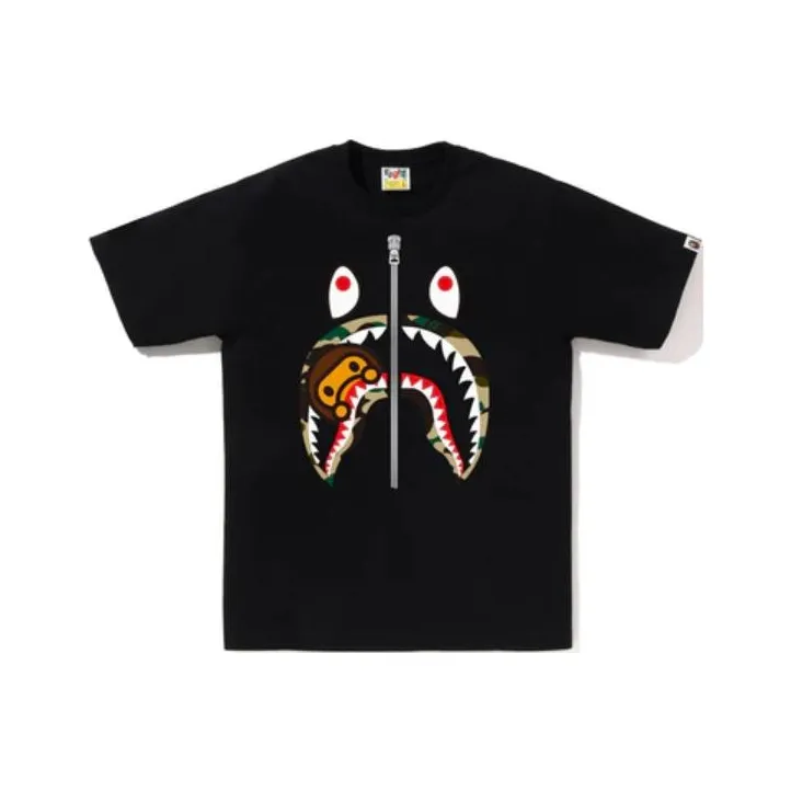 A BATHING APE Splinter Camo Milo Shark Tee-1