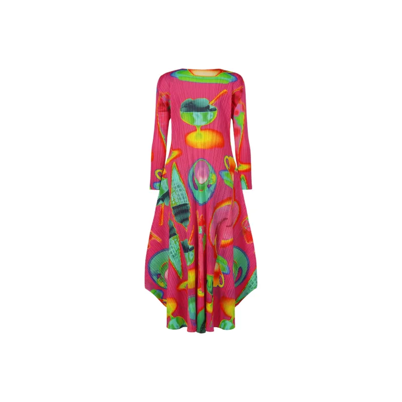 PLEATS PLEASE ISSEY MIYAKE Long Sleeved Dresses Women's Red-1
