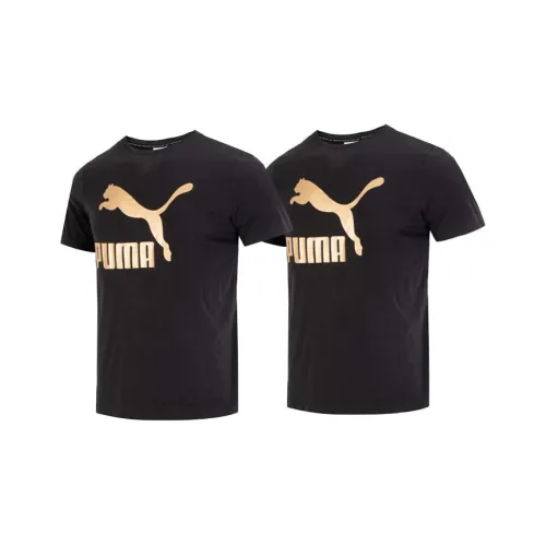 PUMA Classics Metallic Logo Tee T-Shirt Men's 2 Pack Black