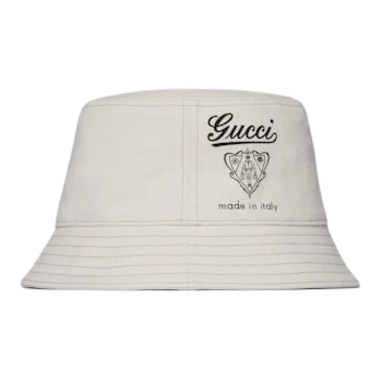 GUCCI 100% Cotton, Canvas, Viscose Bucket Hats Men's White-0