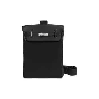 HERMES Hac A Dos Woolycot Canvas With Swift Calfskin Sling Bag Regular Men's Black