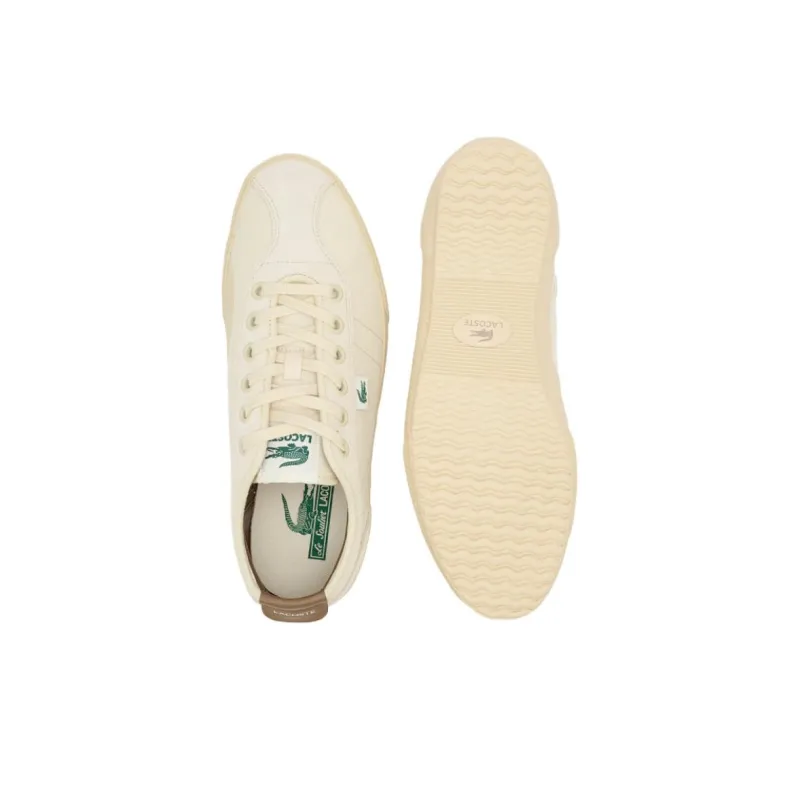 LACOSTE Anti-Slip Wear-Resistant Low-Top Canvas Shoes Men's Beige Brown-2