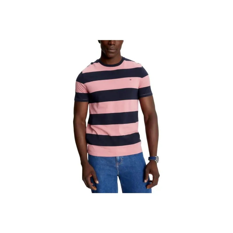 Tommy Hilfiger Rugby Stripe T-Shirt Men's Pink-0