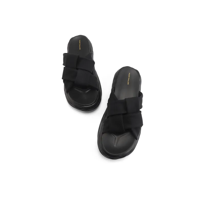 TOM TAILOR PU Polyurethane Slip Resistant Abrasion Resistant Cushioning Slide Slippers Men's Black-3