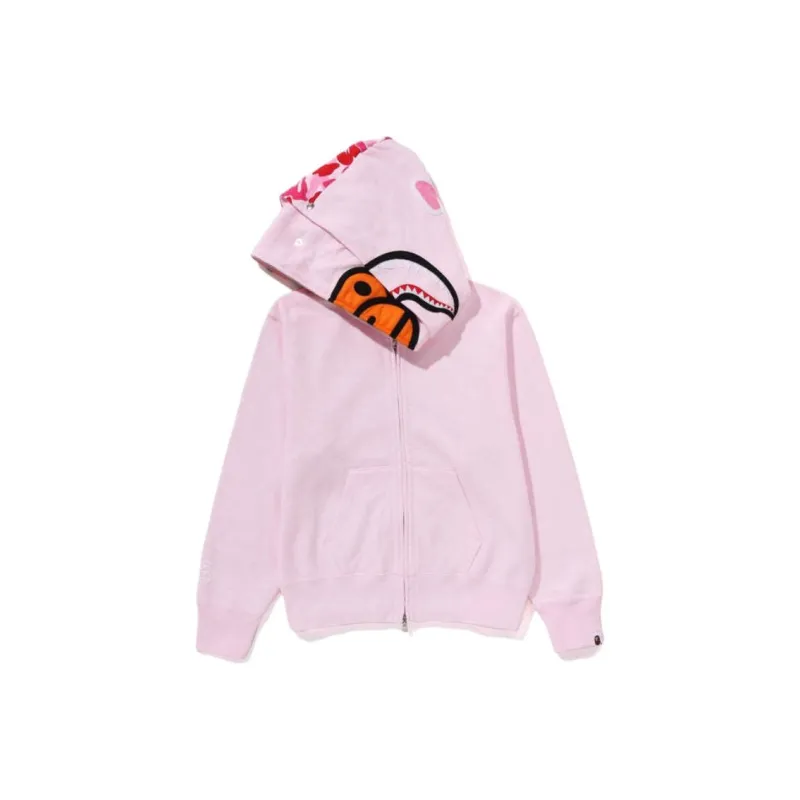 Bape Women's Milo Shark Full Zip Double Hoodie Pink-8