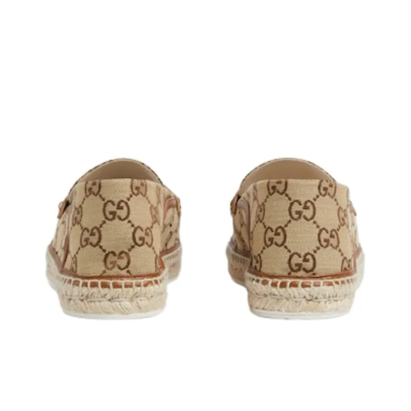 GUCCI Horsebit Espadrilles Women's Beige Brown-5