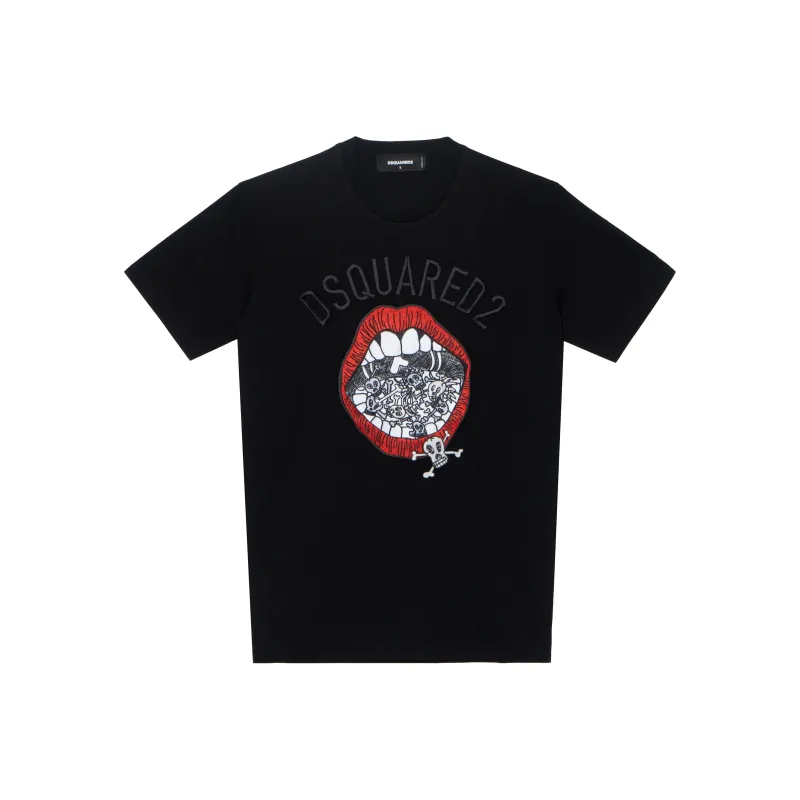 DSQUARED 2 Graphic Embroidered Crewneck T Shirt-0