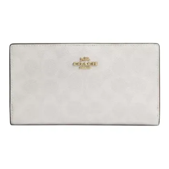 COACH Coated Canvas Wallet Small Size Women's White & Chalk