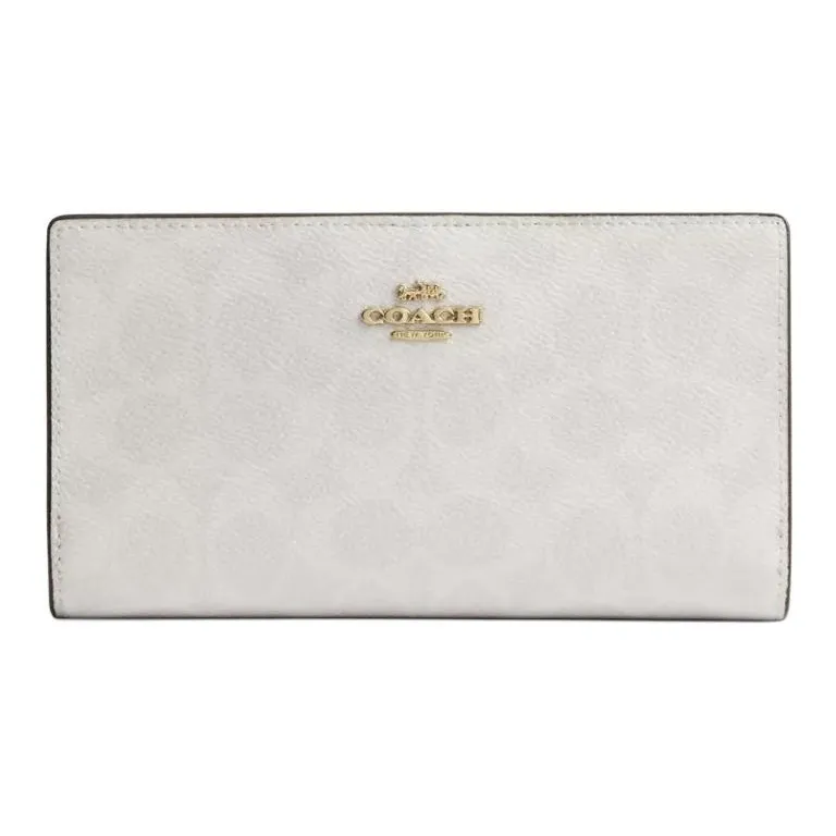 COACH Coated Canvas Wallet Trumpets Women's White & Chalk-0