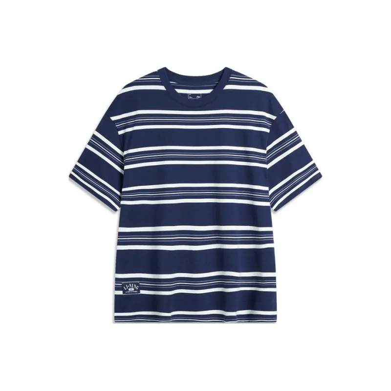 LiNing Sports Life Collection T Shirt Unisex Dark Ship Blue-0