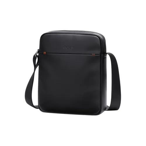 GOLF Top Grain Cow Leather Bonded Synthetic Leather Shoulder Bag Men's Black
