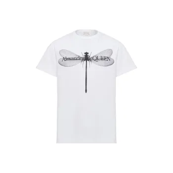 Alexander McQueen Dragon Fly Printed Crewneck T Shirt