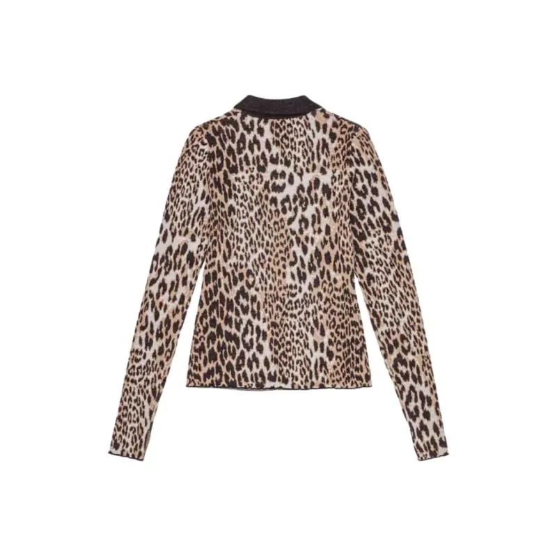 GANNI Leopard Print Long Sleeve Top-1