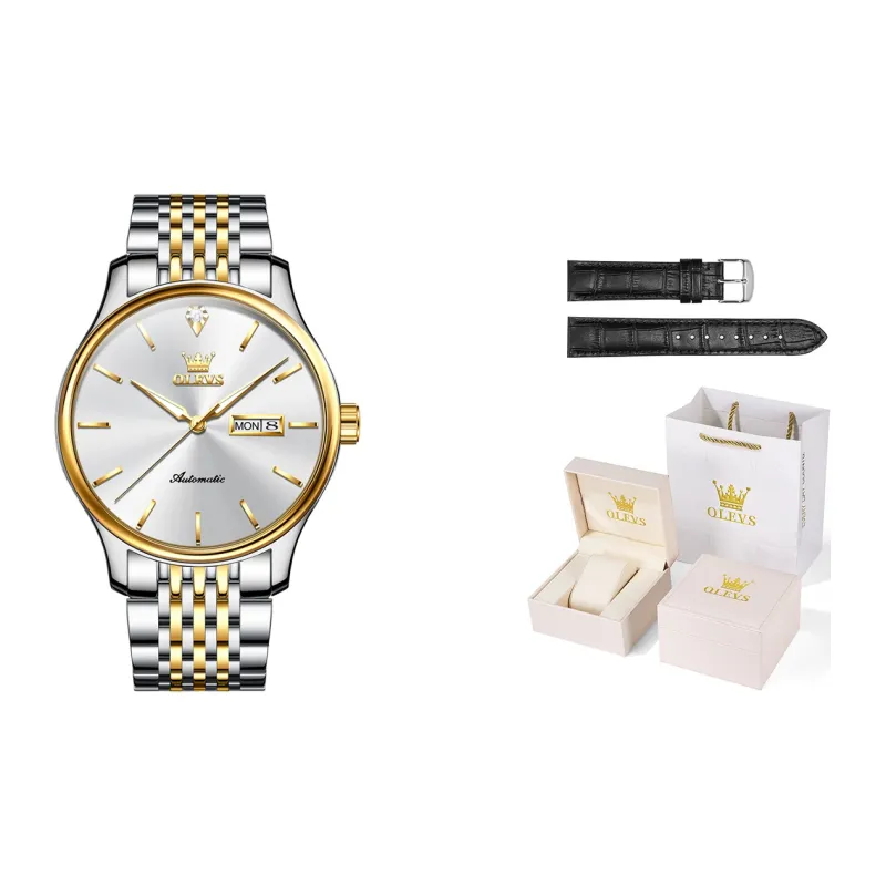 OLEVS Play The Cool Series Mechanical Movement Stainless Steel Watchband Watch Men's Watches White Dial-15