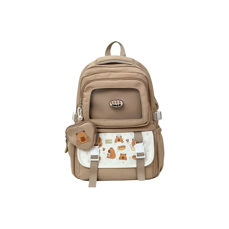 Deli Bear Polyester Backpack Unisex Pink/White/Yellow/Khaki/Black-15