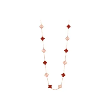 Van Cleef & Arpels 18K Rose Gold Red Agate Necklaces Unisex Pink Gold