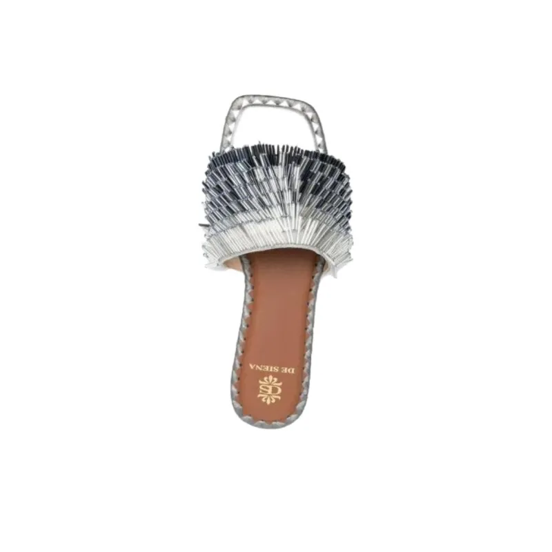 De Siena SHOES 15mm Beaded Slip-on Sandals-3