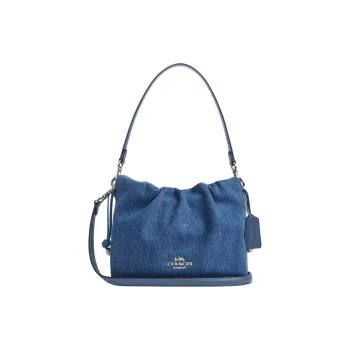 COACH Faye Denim Shoulder Bag Small Size Women's Blue